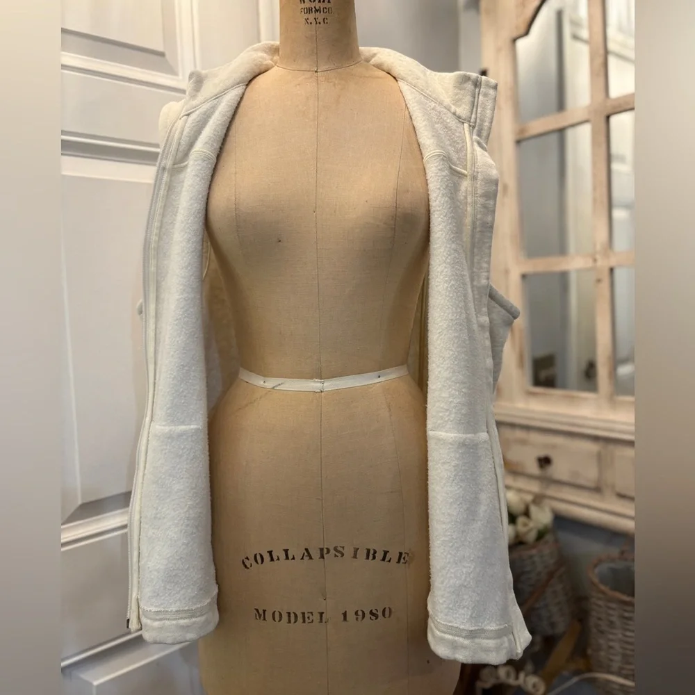 T by Talbots Cream Zip up Cotton Blend‎ Vest 2X Warm Layering Piece Barn Chic